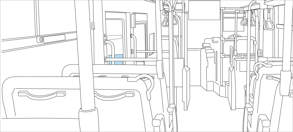 バス車内【ドアステッカー広告】ポジションイラスト