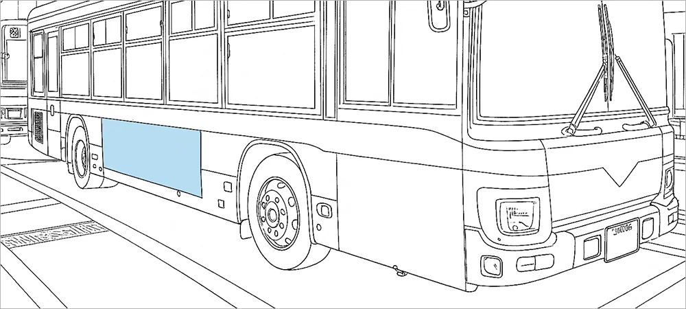 バス車内【車体側部フィルムAD広告】イメージイラスト