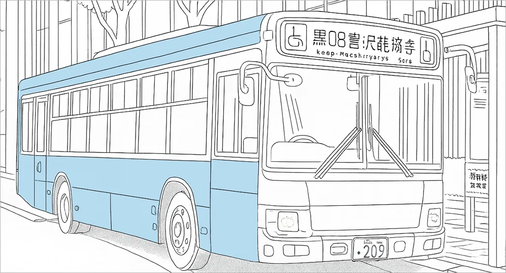 バス車内【ラッピングバス広告】イメージイラスト