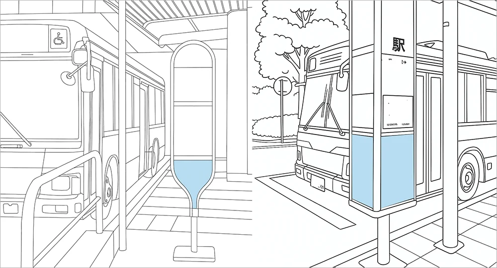バス車内【バス停留所広告】イメージイラスト