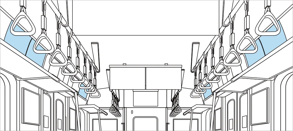 電車内【車内額面（窓上）ポスター広告】ポジションイラスト
