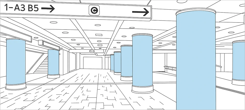 電車内【柱巻き広告】ポジションイラスト（イメージ）