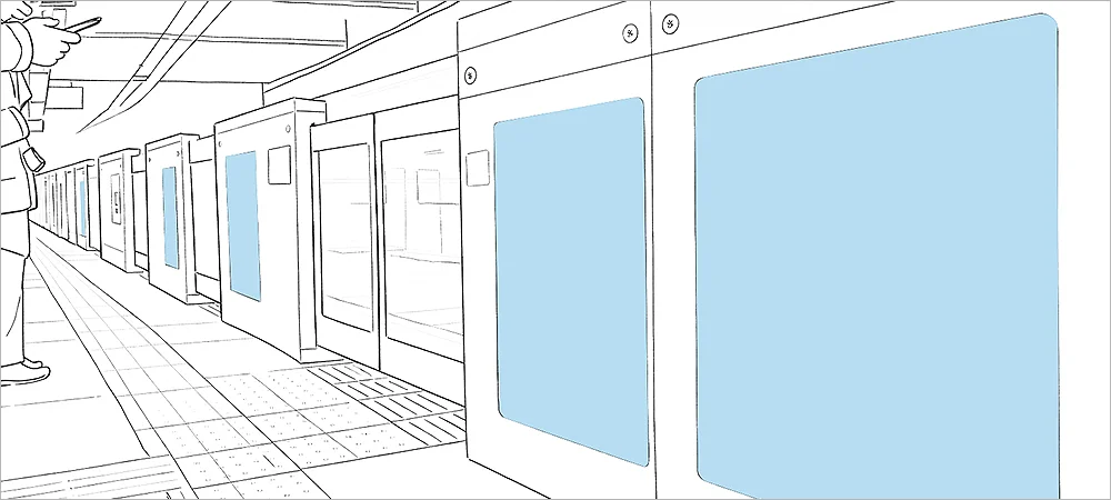 駅ホームドアシート広告設置イメージ
